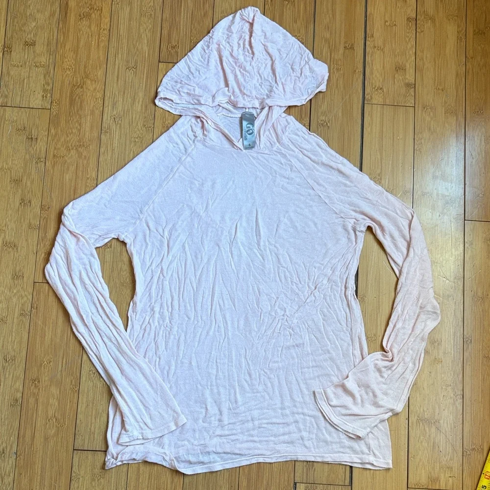 Pale Pink Lightweight Tissue Hooded Tee - S - Picture 6 of 10